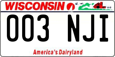 WI license plate 003NJI