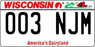WI license plate 003NJM