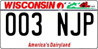 WI license plate 003NJP