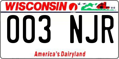 WI license plate 003NJR