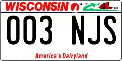 WI license plate 003NJS