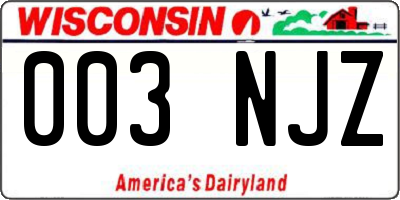 WI license plate 003NJZ