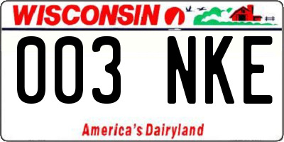 WI license plate 003NKE