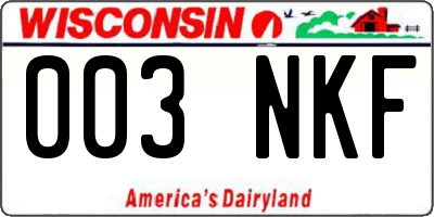 WI license plate 003NKF