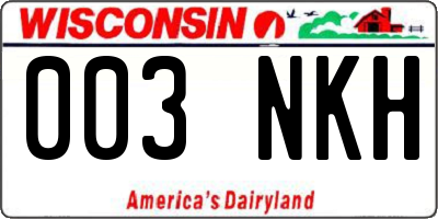 WI license plate 003NKH