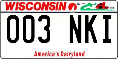 WI license plate 003NKI