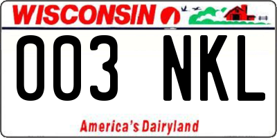 WI license plate 003NKL