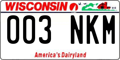 WI license plate 003NKM