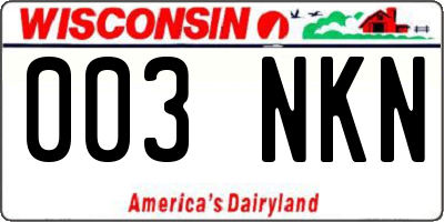 WI license plate 003NKN