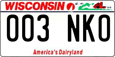 WI license plate 003NKO