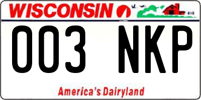 WI license plate 003NKP