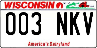 WI license plate 003NKV
