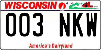 WI license plate 003NKW