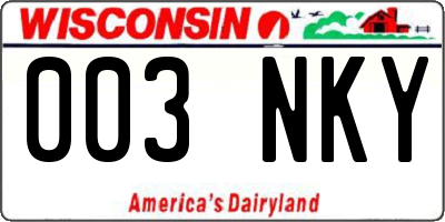WI license plate 003NKY