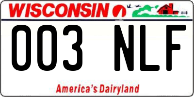WI license plate 003NLF