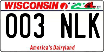 WI license plate 003NLK