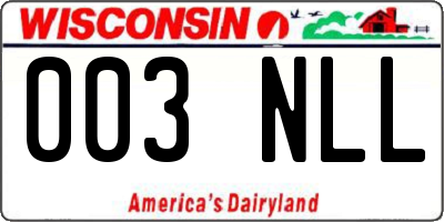 WI license plate 003NLL