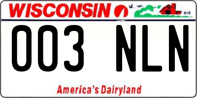 WI license plate 003NLN