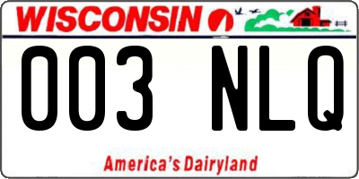 WI license plate 003NLQ