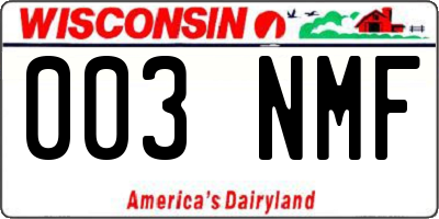 WI license plate 003NMF