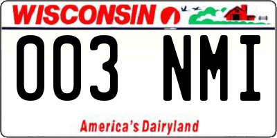 WI license plate 003NMI