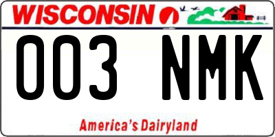 WI license plate 003NMK