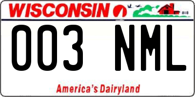 WI license plate 003NML