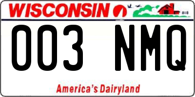 WI license plate 003NMQ