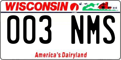 WI license plate 003NMS