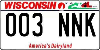 WI license plate 003NNK