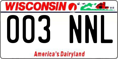 WI license plate 003NNL