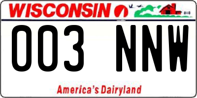 WI license plate 003NNW