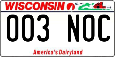 WI license plate 003NOC