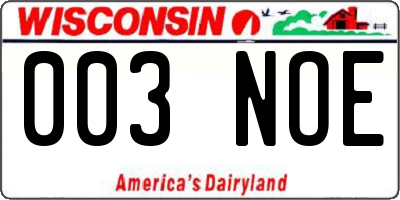 WI license plate 003NOE
