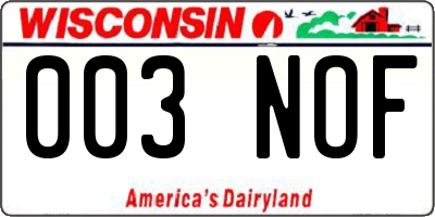 WI license plate 003NOF