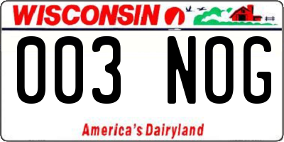WI license plate 003NOG