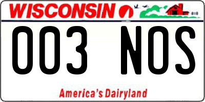 WI license plate 003NOS