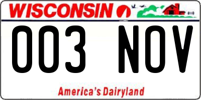 WI license plate 003NOV