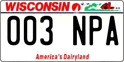 WI license plate 003NPA