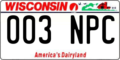 WI license plate 003NPC