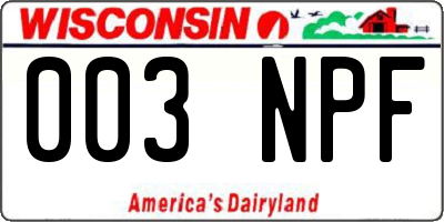 WI license plate 003NPF