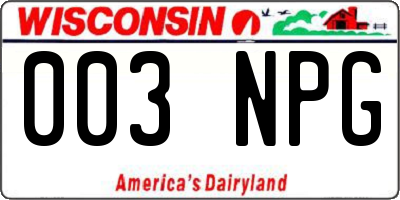 WI license plate 003NPG
