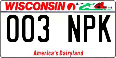 WI license plate 003NPK