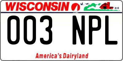 WI license plate 003NPL