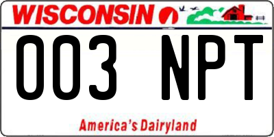 WI license plate 003NPT