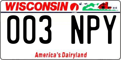 WI license plate 003NPY