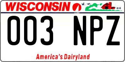WI license plate 003NPZ