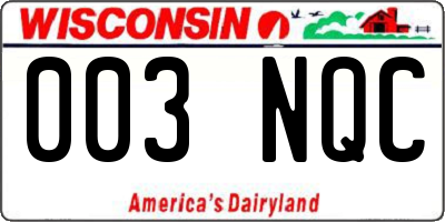 WI license plate 003NQC