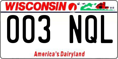 WI license plate 003NQL