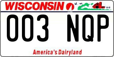 WI license plate 003NQP